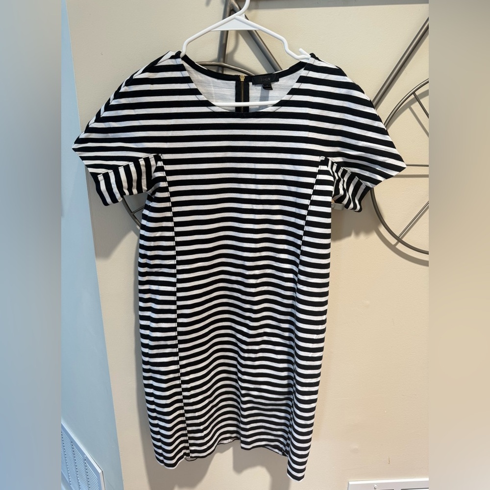 J. Crew Monochrome Striped Dress, Size Small, Preppy, Classic